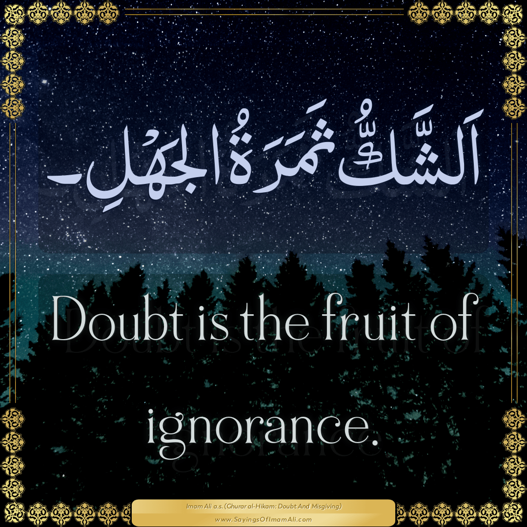 Doubt is the fruit of ignorance.